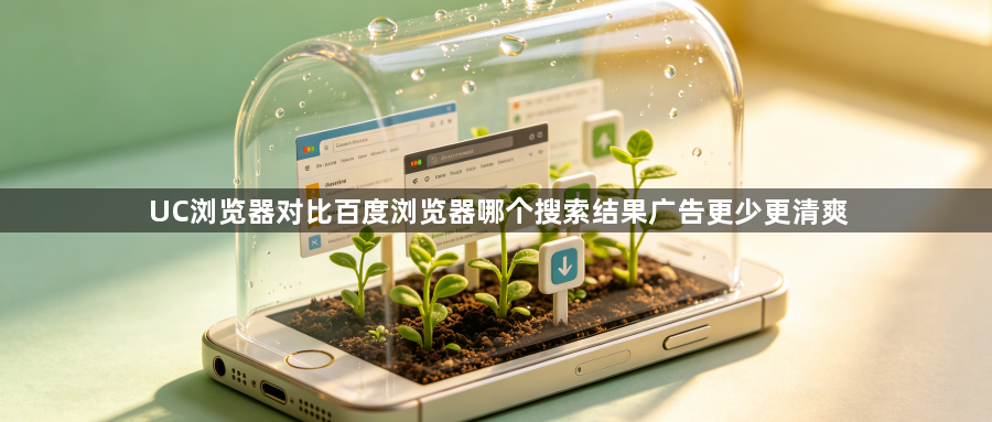 UC浏览器对比百度浏览器哪个搜索结果广告更少更清爽1