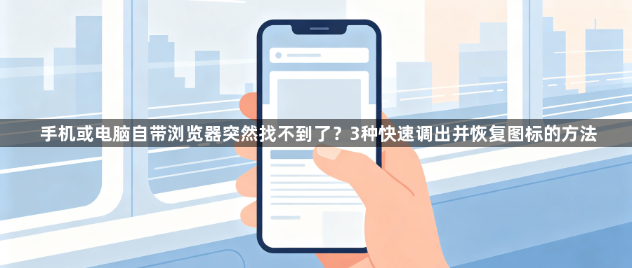 手机或电脑自带浏览器突然找不到了？3种快速调出并恢复图标的方法1